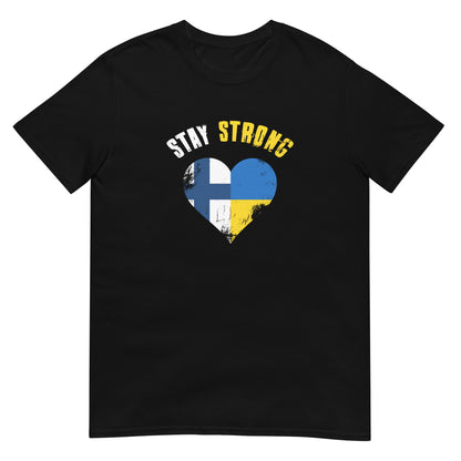 Meemirottan Laivastonsininen Ukraina Stay Strong T-Paita on leikkisä muotoilu, jonka sydämessä on valkoinen risti sinisellä pohjalla, jota korostavat keltaiset ja siniset raidat. Valkoisilla ja keltaisilla kirjaimilla sydämen yläpuolella oleva teksti "Stay Strong" tekee siitä ihanteellisen hauskat vaatteet ystäville.