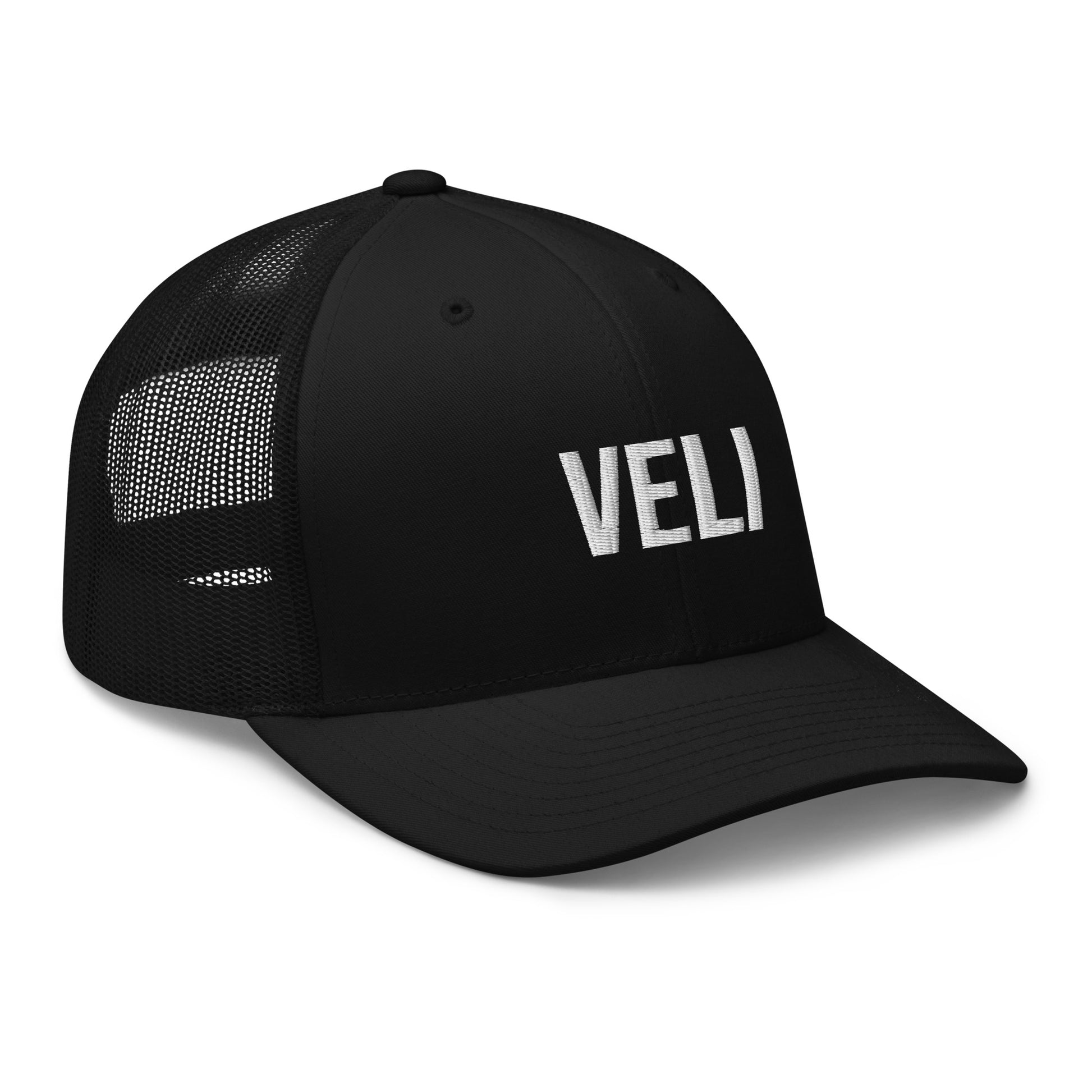 Musta Veli lippis, jossa valkoinen teksti, täydellinen asuste arkeen ja vapaa-aikaan.