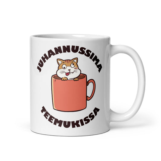 Juhannussima muki, jossa söpö liito-orava kurkistaa mukista värikkäällä designilla.