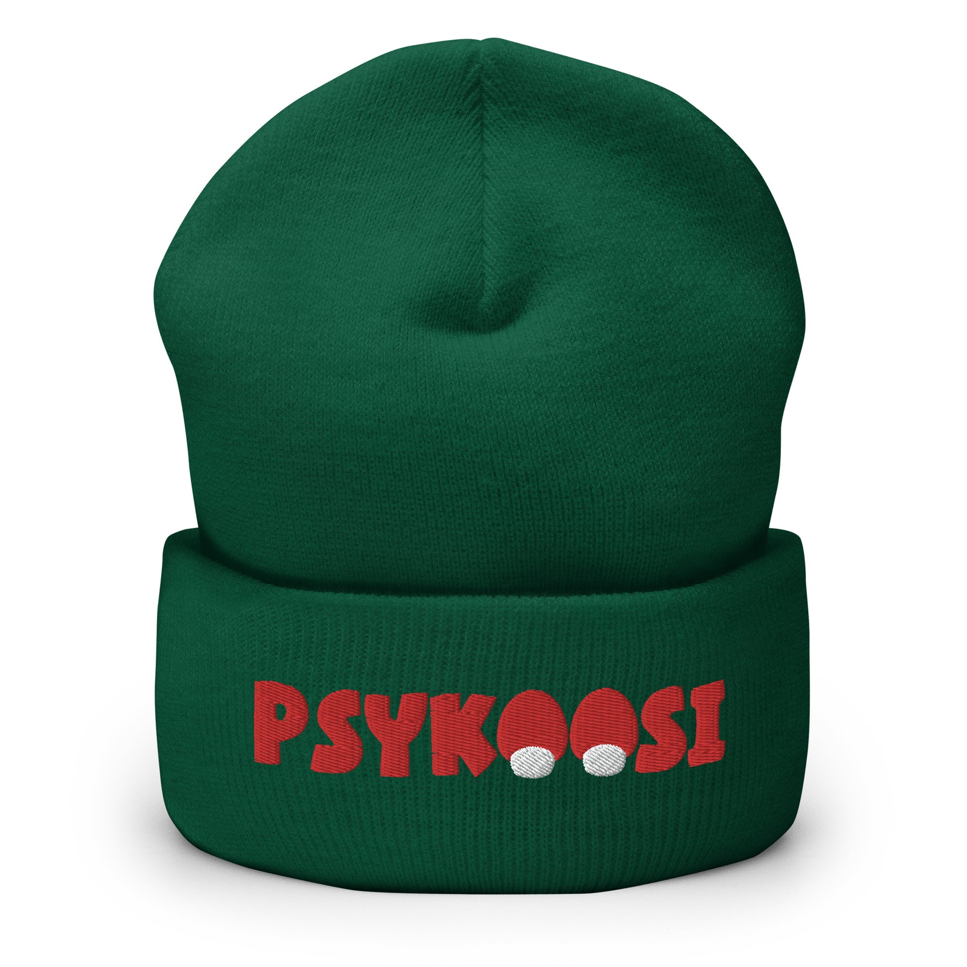 Meemirotta psykoosi pipo vihreä, jossa punainen hattu ja valkoiset yksityiskohdat