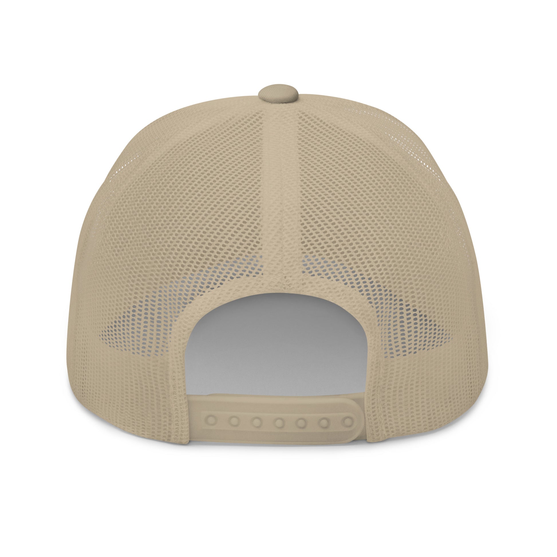 Kuvassa on takanäkymä Meemirottan Oispa Kaljaa Lipistä, ihanteellisesta lahjaideasta. Tämä beige mesh baseball-lippis sisältää säädettävän snapback-kiinnityksen, pyöristetyn ylänapin ja puoliksi läpinäkyvän verkkokuvion, joten se on leikkisä lisä jokaiseen hauskat vaatteet -mallistoon.